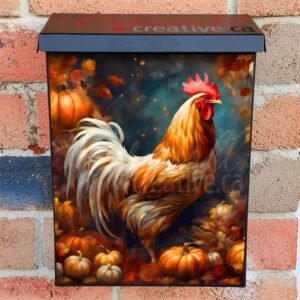 Pretty Autumn Rooster Colonial Mailbox Cover