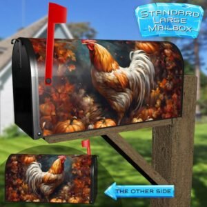 Pretty Autumn Rooster Rural Farm Mailbox Cover