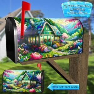 Stained Glass Summer Cottage 2 Rural Farm Mailbox Cover