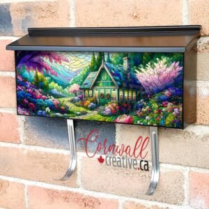 Stained Glass Summer Cottage 2 Wall-mounted Townhouse Mailbox Cover