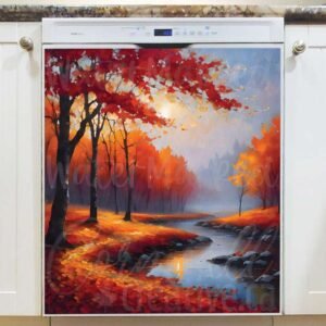 Beautiful Autumn Creek Magnetic Dishwasher Door Cover
