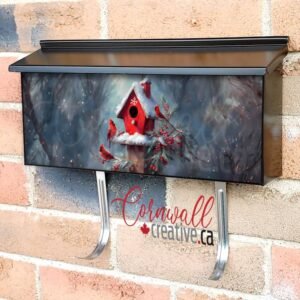 Cardinals and Winter Birdhouse Wall-mounted Townhouse Mailbox Cover