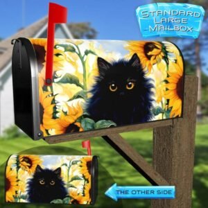 Milo the Cat in the Sunflower Garden Rural Farm Mailbox Cover