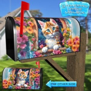 Cat in the Flower Window Rural Farm Mailbox Cover