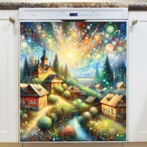 Cute Summer Village Magnetic Dishwasher Door Cover