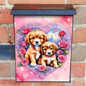 Valentine’s Day Puppy Couple Colonial Mailbox Cover