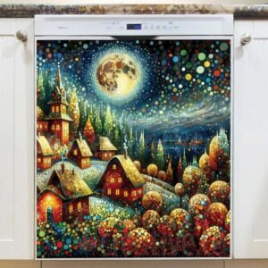 Beautiful Town at Night Magnetic Dishwasher Door Cover