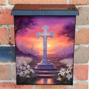 Purple Cross and Lilies in the Sunset Colonial Mailbox Cover