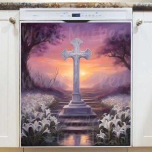 Purple Cross and Lilies in the Sunset Magnetic Dishwasher Door Cover