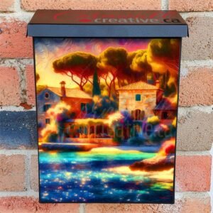 Italian Villas Near the Sea Colonial Mailbox Cover