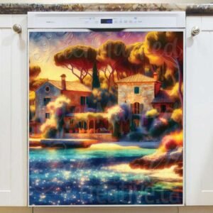 Italian Villas Near the Sea Magnetic Dishwasher Door Cover