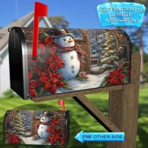 Cute Snowman at the Gate Rural Farm Mailbox Cover