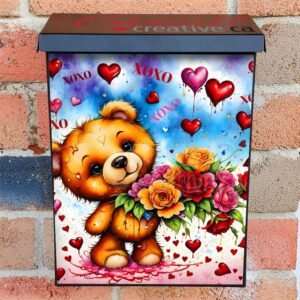 XoXo Valentine's Teddy Bear Colonial Mailbox Cover
