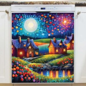 Cute Cottages at the River Magnetic Dishwasher Door Cover