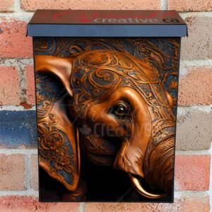 Gorgeous Tooled Leather Elephant Colonial Mailbox Cover