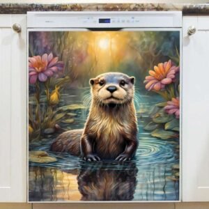 The Cutest Otter in the Pond Magnetic Dishwasher Door Cover