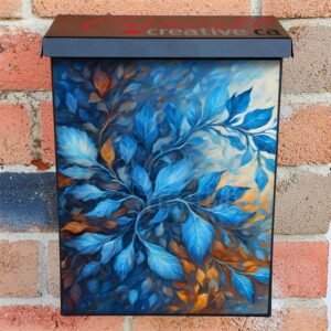 Beautiful Blue and Orange Leaves Colonial Mailbox Cover