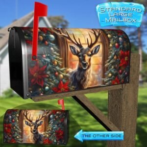 Christmas Deer at the Window Rural Farm Mailbox Cover
