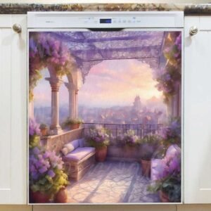 Cozy Balcony in Paris Magnetic Dishwasher Door Cover
