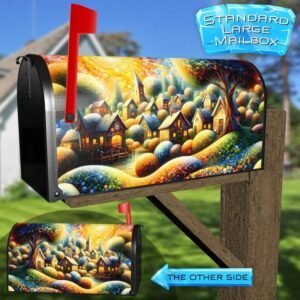 Cute Whimsical Village Rural Farm Mailbox Cover