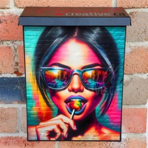 Graffiti Girl with a Lollipop Colonial Mailbox Cover