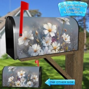 Blooming Little Blue Flowers Rural Farm Mailbox Cover