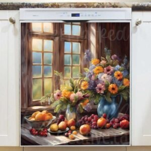 Summer Flowers and Fruit Magnetic Dishwasher Door Cover