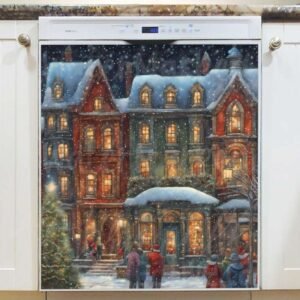 Snowstorm in the City Magnetic Dishwasher Door Cover