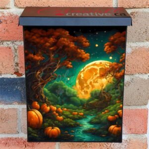 Whimsical Autumn Night Colonial Mailbox Cover