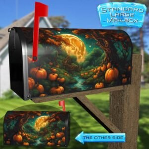Whimsical Autumn Night Rural Farm Mailbox Cover