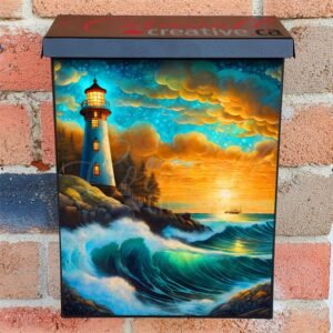 Old Lighthouse in the Sunset Colonial Mailbox Cover