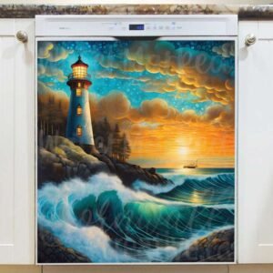 Old Lighthouse in the Sunset Magnetic Dishwasher Door Cover