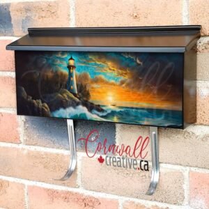 Old Lighthouse in the Sunset Wall-mounted Townhouse Mailbox Cover