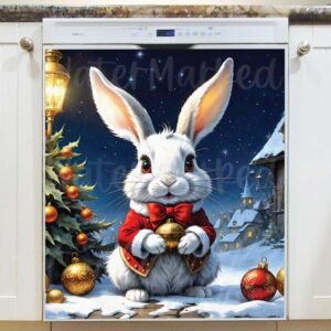 Victorian Christmas Bunny Magnetic Dishwasher Door Cover