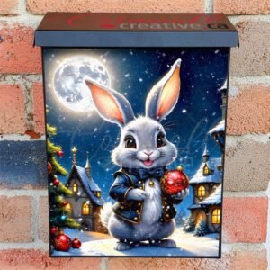 Victorian Christmas Town and Bunny Colonial Mailbox Cover