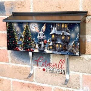 Victorian Christmas Town and Bunny Wall-mounted Townhouse Mailbox Cover