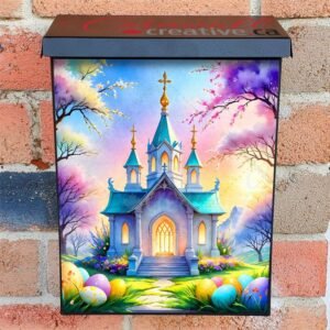 Pretty Easter Church Colonial Mailbox Cover