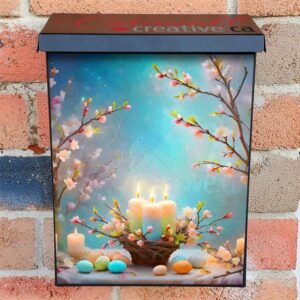 Beautiful Easter Still Life with Candles Colonial Mailbox Cover