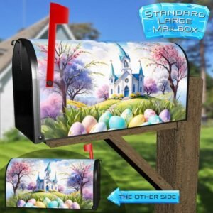 Easter Church and Eggs Rural Farm Mailbox Cover