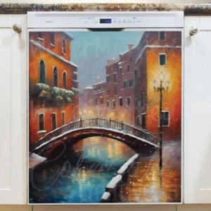 Snowy Bridge in Venice Magnetic Dishwasher Door Cover