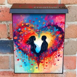 Valentine’s Day Couple in a Heart Colonial Mailbox Cover
