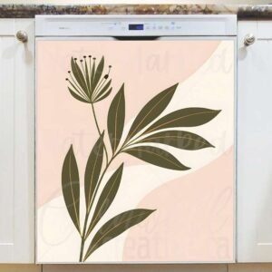 Minimalist Botanical Line Art Magnetic Dishwasher Door Cover