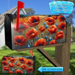 Poppy Field in Tuscany 2 Rural Farm Mailbox Cover
