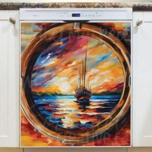 Beautiful View Through a Ship Porthole Magnetic Dishwasher Door Cover