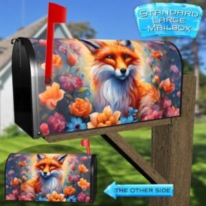 Beautiful Fox and Flowers Rural Farm Mailbox Cover