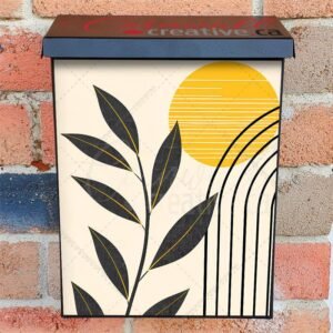 Minimalist Plant, Sun and Rain Colonial Mailbox Cover
