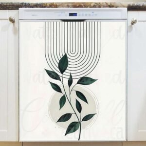 Mid Century Botanical Art Magnetic Dishwasher Door Cover