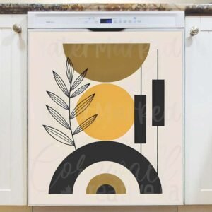 Abstract Modern Zen Shapes and Plant Magnetic Dishwasher Door Cover