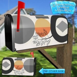 Abstract Mid Century Shapes and Plant Rural Farm Mailbox Cover