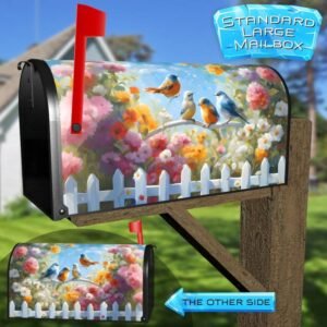 Cute Birds at the Cottage Garden Rural Farm Mailbox Cover